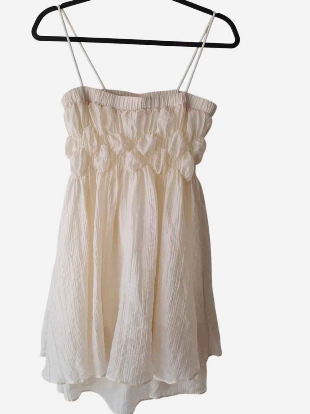 Forever 21 Cream Smocked Spaghetti-Strap Top
